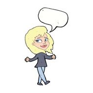 stress free woman cartoon with speech bubble N9