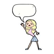 cartoon woman dancing with speech bubble N23