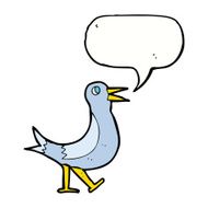 cartoon walking bird with speech bubble N15