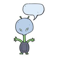 cartoon space alien with speech bubble N18