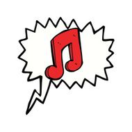 cartoon musical note with speech bubble