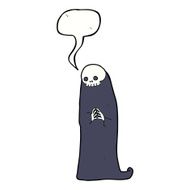 cartoon halloween ghoul with speech bubble N8