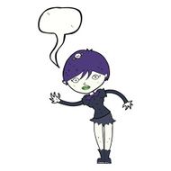 cartoon vampire girl with speech bubble N189