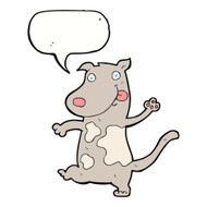 cartoon happy dog with speech bubble N65