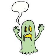 cartoon spooky ghost with speech bubble N41