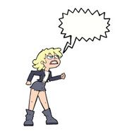 cartoon angry biker girl with speech bubble N9