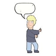 cartoon nervous man with speech bubble N111