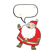 funny waving santa claus cartoon with speech bubble N17