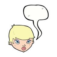 cartoon unimpressed woman with speech bubble N5
