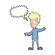 cartoon nervous man with speech bubble N112