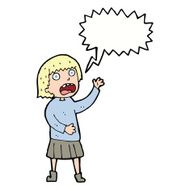 cartoon stressed out woman with speech bubble N17