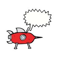 cartoon space rocket with speech bubble N22