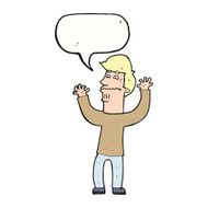 cartoon nervous man with speech bubble N113