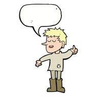 cartoon poor boy with positive attitude speech bubble N9