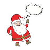 funny waving santa claus cartoon with speech bubble N18