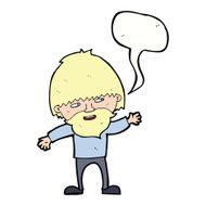 cartoon happy bearded man waving with speech bubble N9