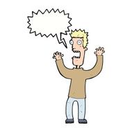 cartoon terrified man with speech bubble N178