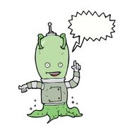 cartoon alien spaceman with speech bubble N17