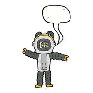 cartoon deep sea diver with speech bubble N25