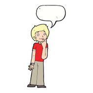 cartoon boy wondering with speech bubble N9