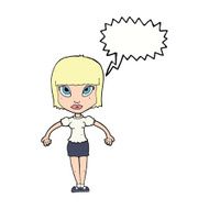 cartoon pretty woman with speech bubble N227