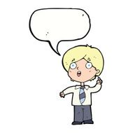 cartoon schoolboy answering question with speech bubble N9