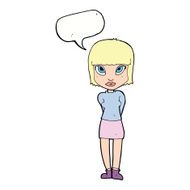 cartoon woman standing with speech bubble N17