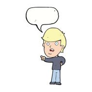cartoon shocked man pointing with speech bubble N9