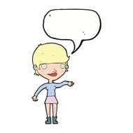 cartoon happy woman with speech bubble N208