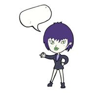 cartoon vampire girl with speech bubble N191