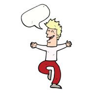 cartoon laughing man with speech bubble N16