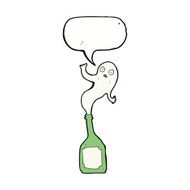 cartoon ghost in bottle with speech bubble N9