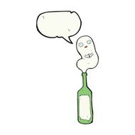 cartoon ghost in bottle with speech bubble N10