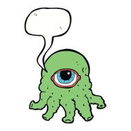 cartoon alien head with speech bubble N9