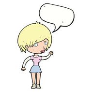 cartoon waving woman with speech bubble N122