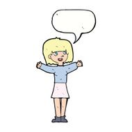 cartoon excited woman with speech bubble N106