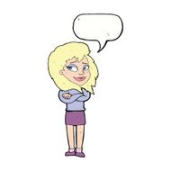cartoon woman with crossed arms speech bubble N42