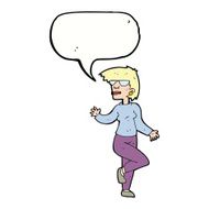 cartoon woman waving with speech bubble N279