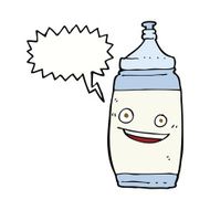 cartoon water bottle with speech bubble