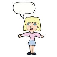 cartoon excited woman with speech bubble N107