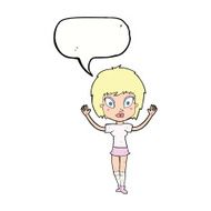 cartoon pretty girl with speech bubble N83