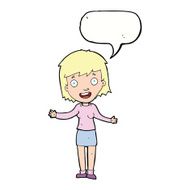 cartoon excited woman with speech bubble N108