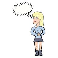 cartoon woman waiting with speech bubble N17