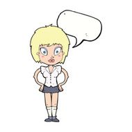 cartoon pretty girl with speech bubble N84