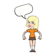 cartoon woman shrugging shoulders with speech bubble N412