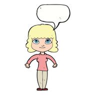 cartoon woman shrugging shoulders with speech bubble N413