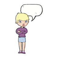 cartoon annoyed woman with speech bubble N151