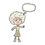 cartoon annoyed old woman with speech bubble N17