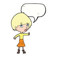 cartoon woman giving thumbs up symbol with speech bubble N56