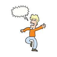 cartoon man panicking with speech bubble N48